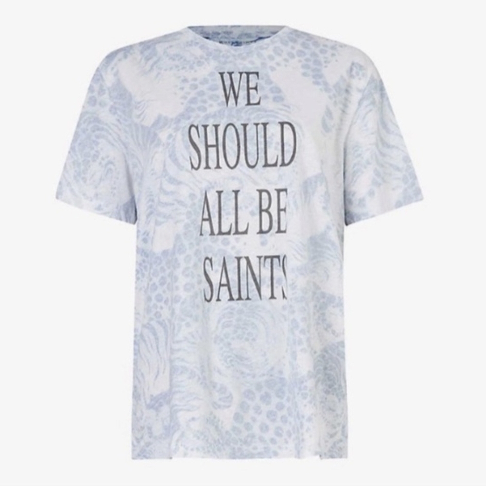 All Saints Graphic Tee with "We Should All Be Saints" Quote